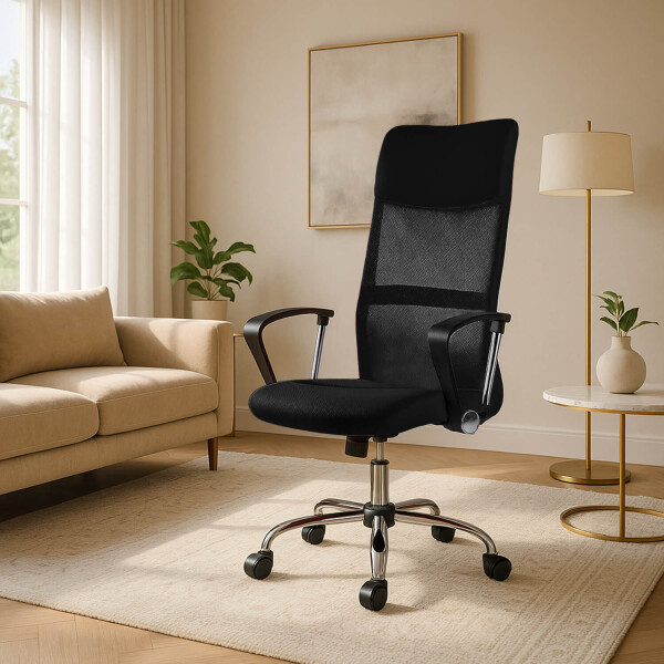 Silla De Escritorio Oficina Sillon Ejecutiva Ergonomica Tapizado Tela Mesh Con Cuero Sintetico Imback Color Negro Silla De Escritorio Oficina Sillon Ejecutiva Ergonomica Tapizado Tela Mesh Con Cuero Sintetico Imback Color Negro