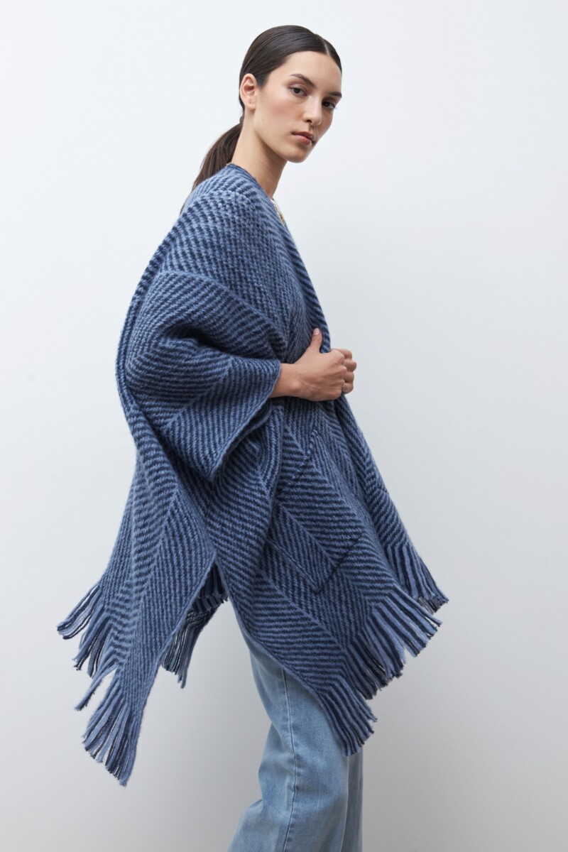 Ruana con bolsillos azul marino