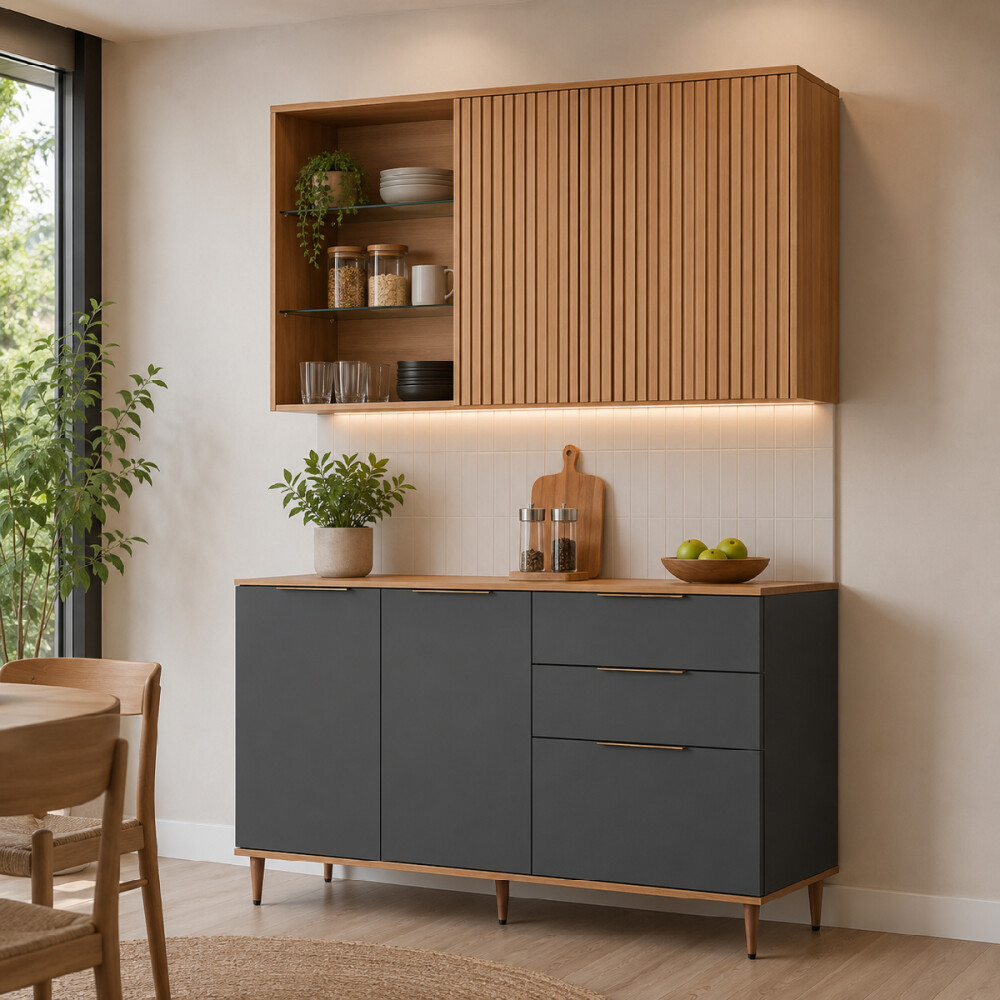 KIT COCINA AEREO 2 PUERTAS Y BAJO MESADA ALICE Kit Cocina Aereo 2 Puertas Y Bajo Mesada Alice