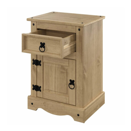 MESA DE LUZ O NOCHE 1 PUERTA 1 CAJÓN MADERA MACIZA EN LÍNEA MEXICANA COLOR MADERA