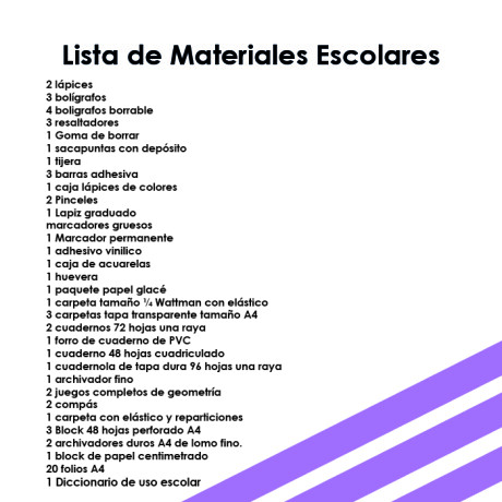 Lista de Materiales Escolares Colegio Aleman - 5º Escuela Pocitos Lista de Materiales Escolares Colegio Aleman - 5º Escuela Pocitos