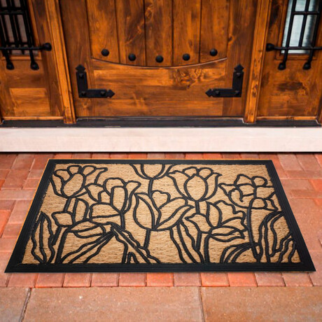 Alfombra Puerta Entrada Felpudo Coco Goma 40X60 Tulipanes
