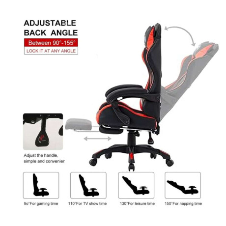 Silla Gamer Gaming Ergonomica Reclinable PU Rojo