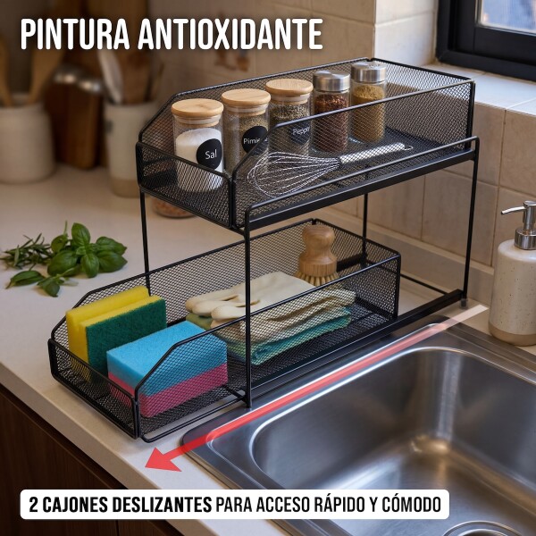 Estante Organizador Mesada Alacena Cocina 2 Cajones Multiuso Imback Color Negro Estante Organizador Mesada Alacena Cocina 2 Cajones Multiuso Imback Color Negro