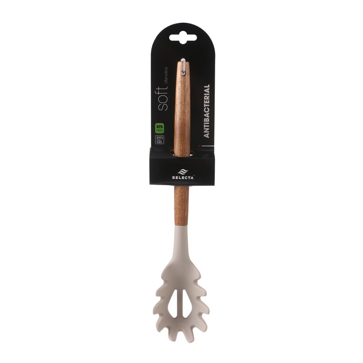 CUCHARA PASTA SILICONA 31CM MANGO ACACIA BEIGE 