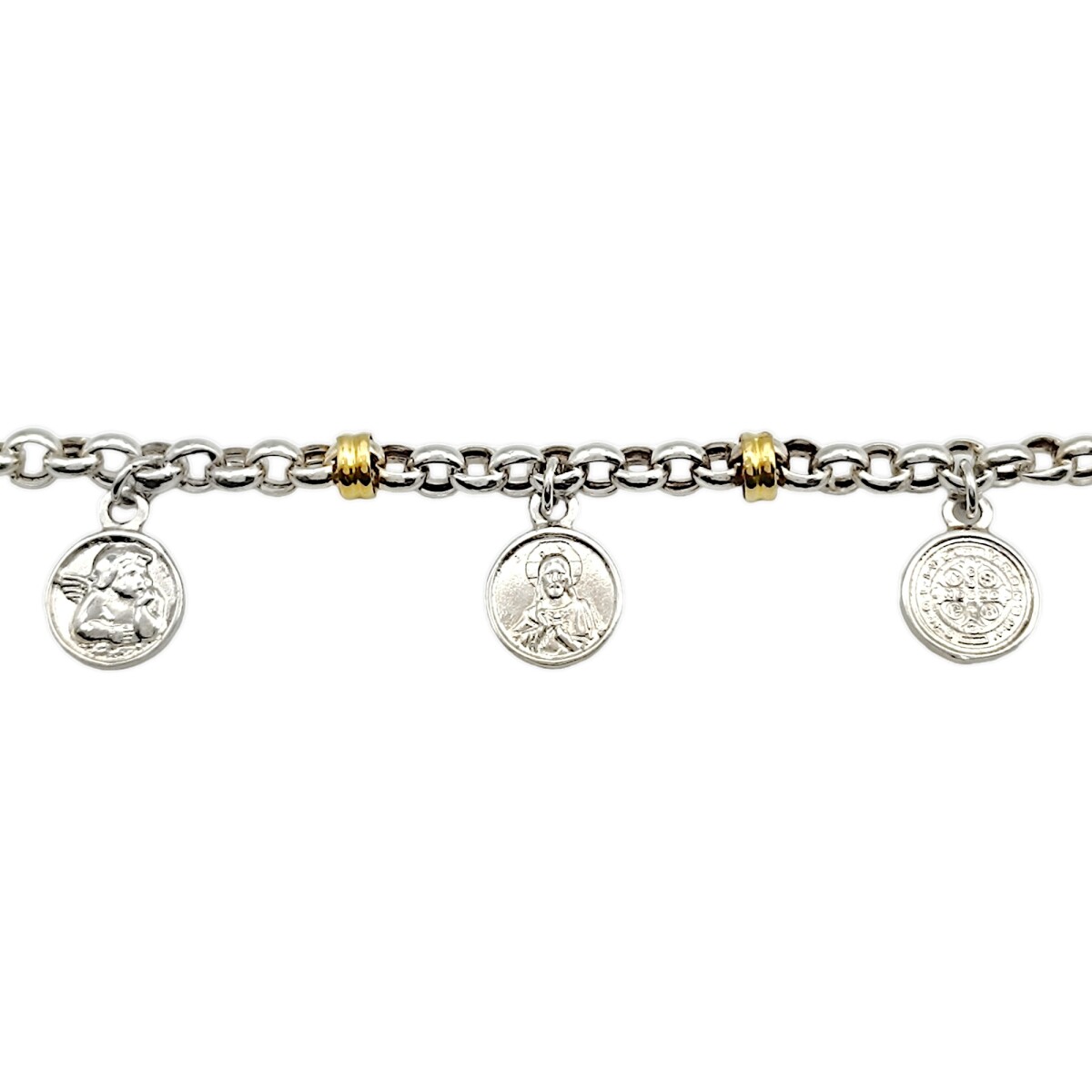 Pulsera San Benito-Plata y Oro-Sin Piedra-PU5106 - sinpiedra 