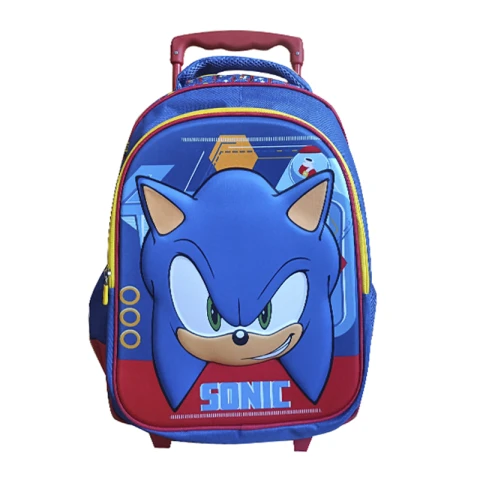 Mochila infantil 3D Sonic con Carro Tafeta Grande 40 x 30 cm U