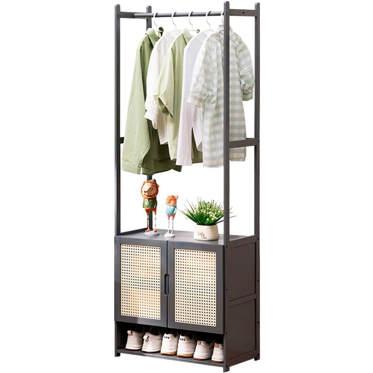 Perchero Bambu 52x31x170cm 3 Estantes Gris 318-3 