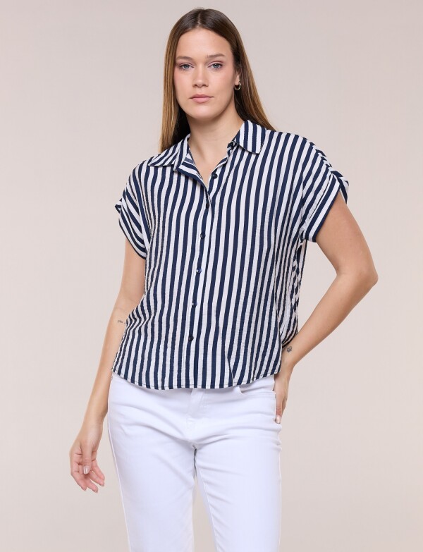 Camisa Rayas BLANCO/AZUL