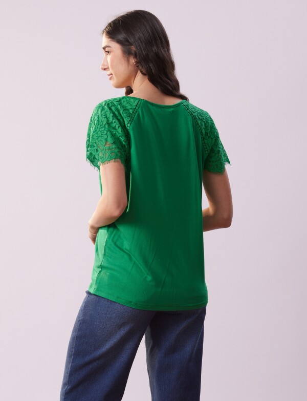Remera Manga Encaje VERDE