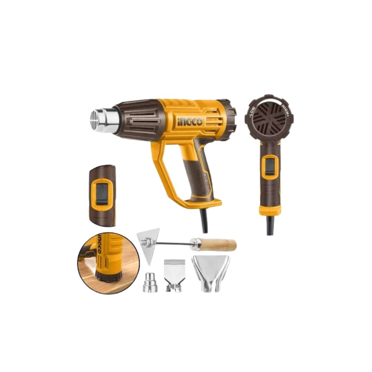 Pistola De Calor 2000w C Set De Boquillas Ingco 