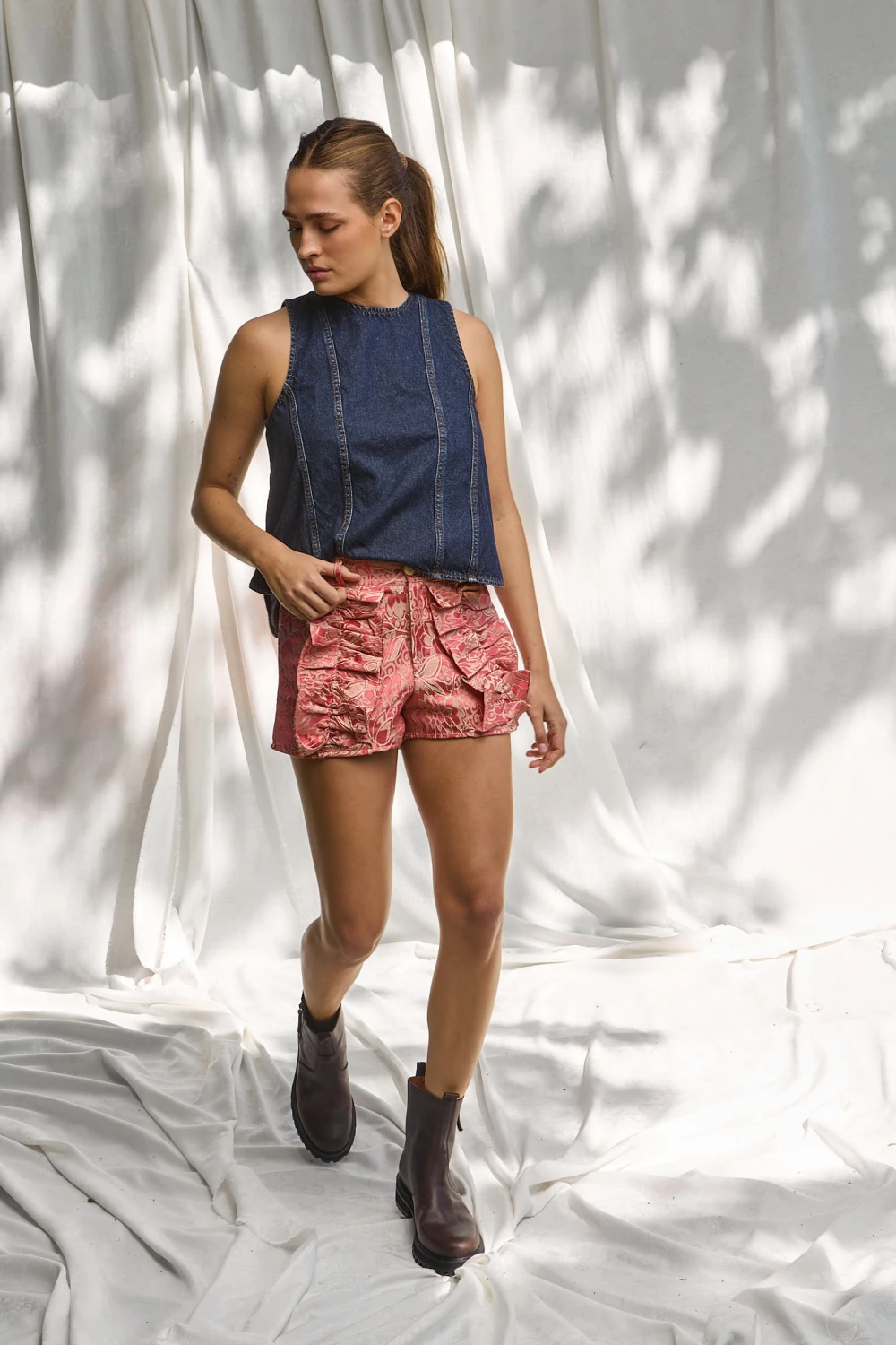 Rosette Brocato Short