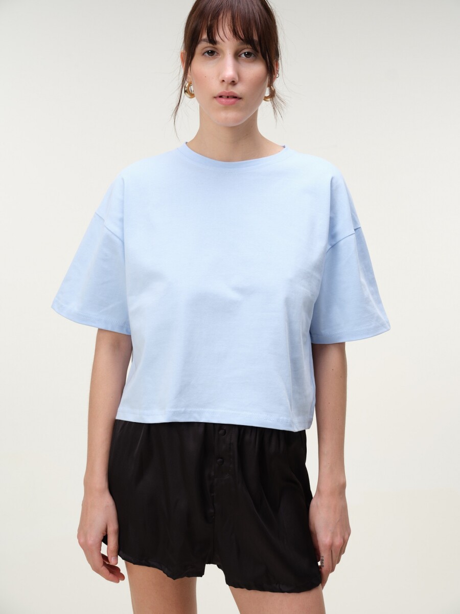 Remera Boxy Algodón - Celeste 