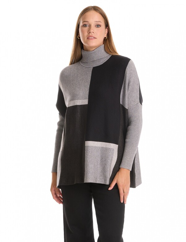 Polera Poncho Oversize NEGRO/GRIS