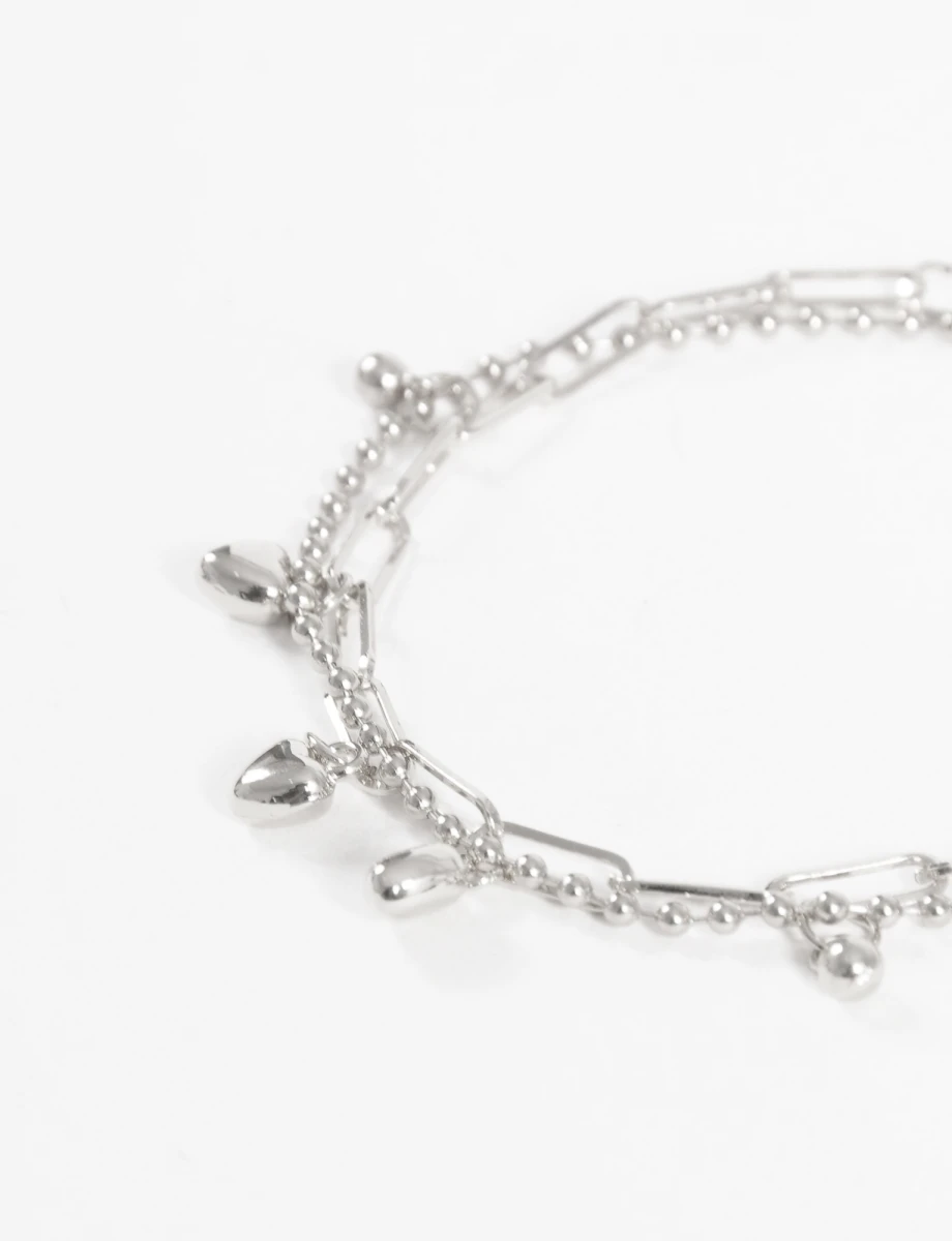 Pulsera doble dije cora - plateado 
