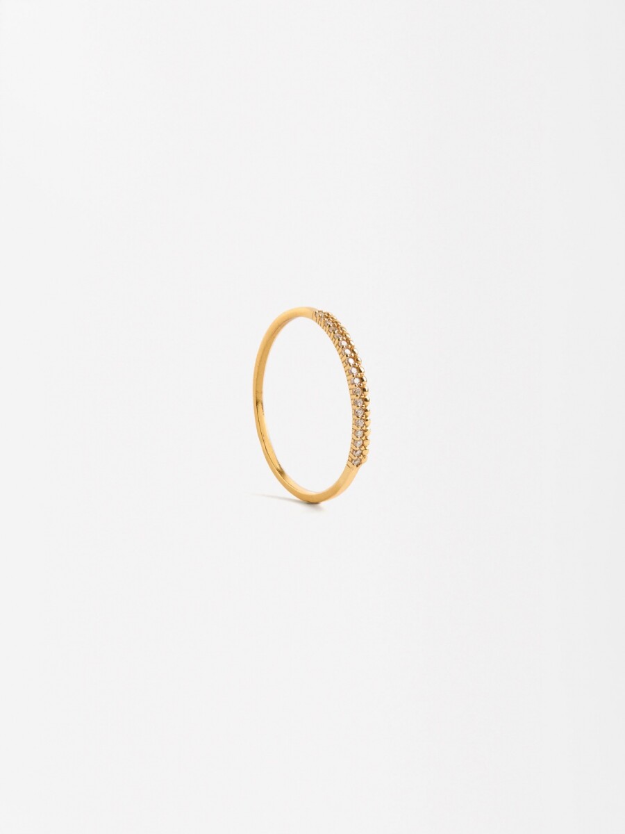 Anillo Fino Con Circonitas - Plata De Ley 925 dorado