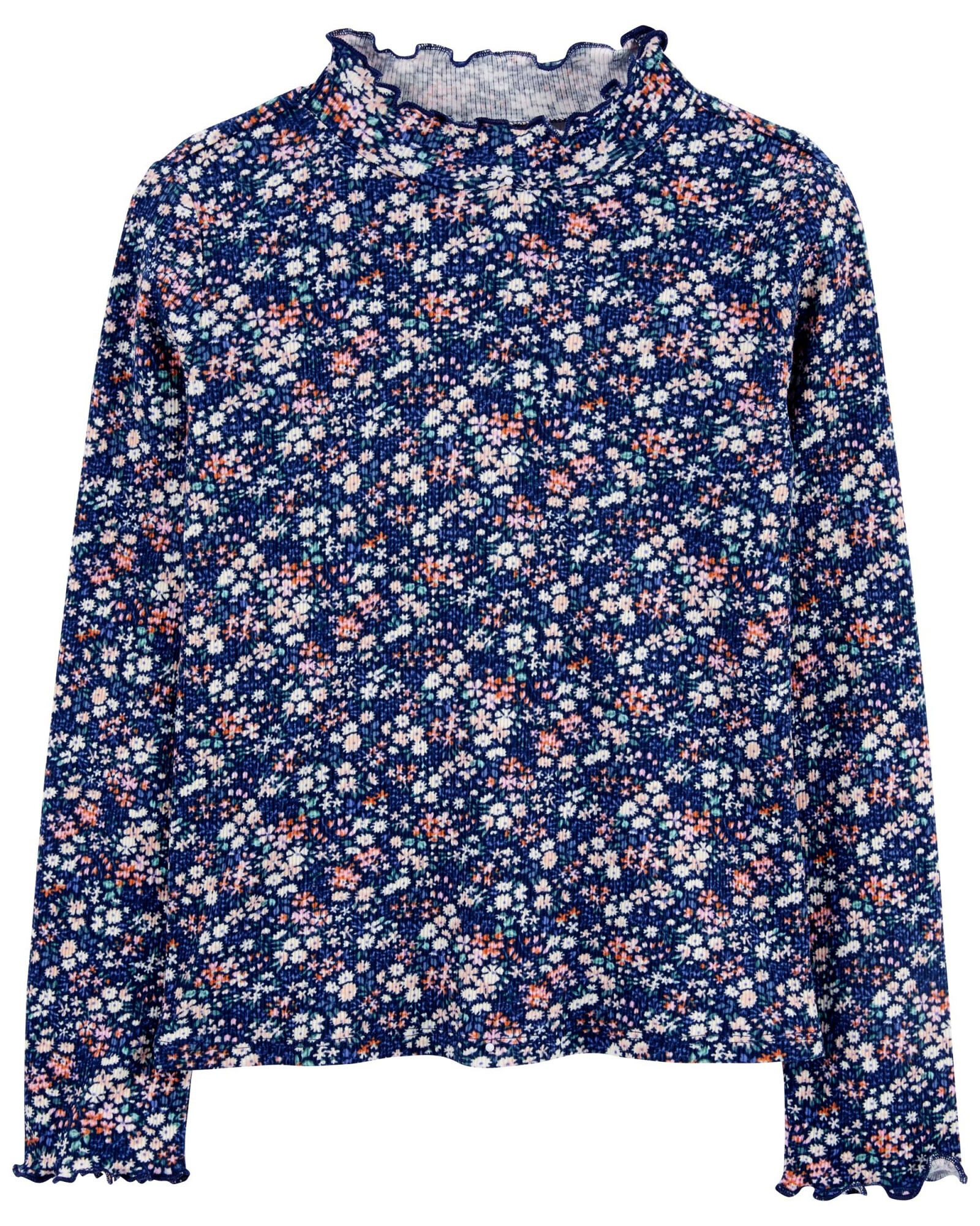 Blusa de algodón, plisada, diseño floral Sin color