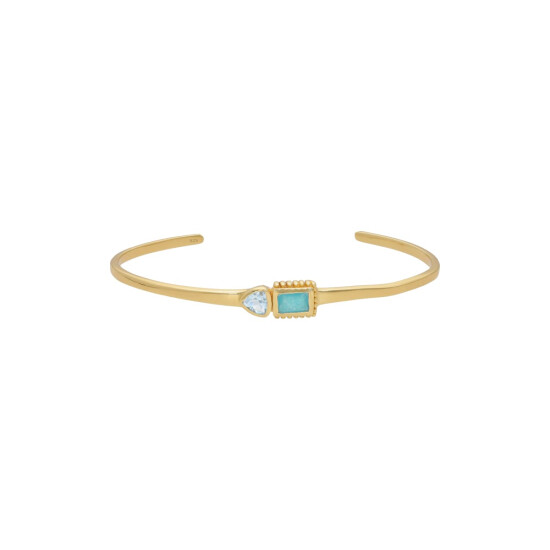 Pulsera Karvik Topacio azul/jade verde Plata 925 bañada de oro 18k 0