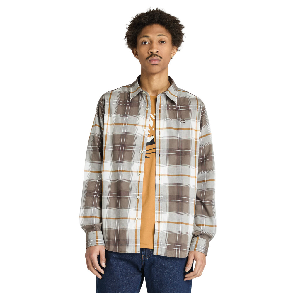 Camisa Peached Twill Check Hombre Chocolate Chip YD