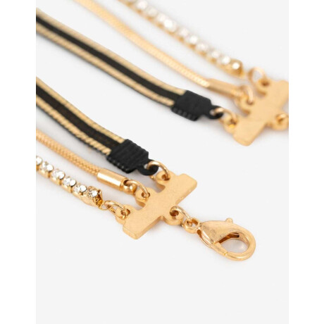 Collares Largos Black Dorado