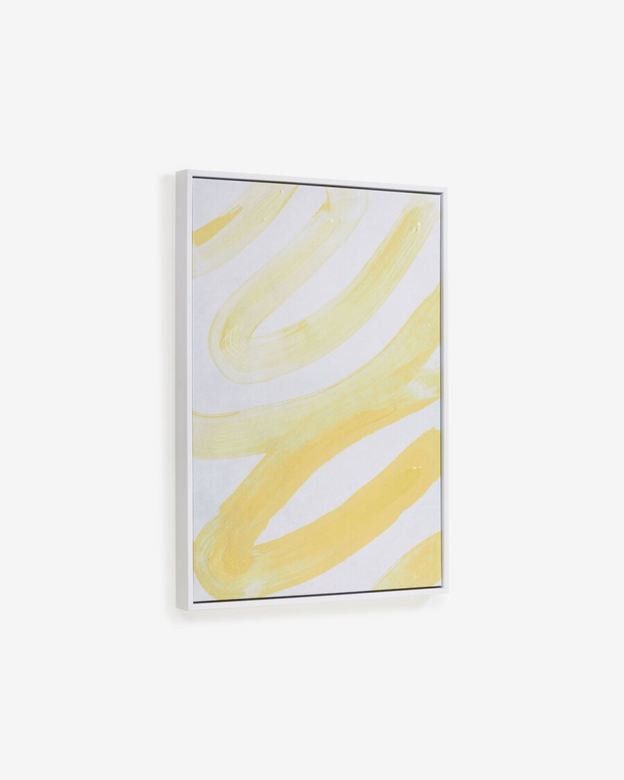 Cuadro Lien con líneas amarillo y blanco 50 x 70 cm Cuadro Lien con líneas amarillo y blanco 50 x 70 cm