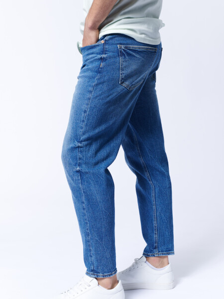 Pantalón De Jean Slim Taper Azul Medio