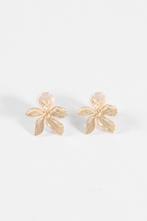 Caravanas flor metallic clip dorado