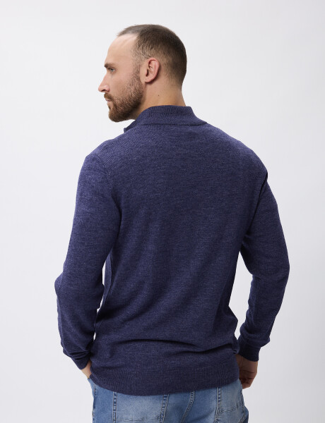 Sweater tejido con cierre azul marino