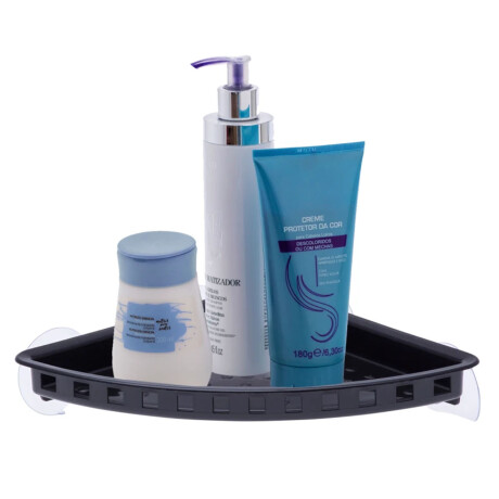 Organizador Esquinero c/Ventosa Práctica Ducha Baño Plástico Negro