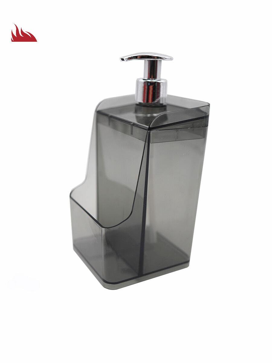 DISPENSADOR DE JABON CON PORTA ESPONJA - NEGRO 