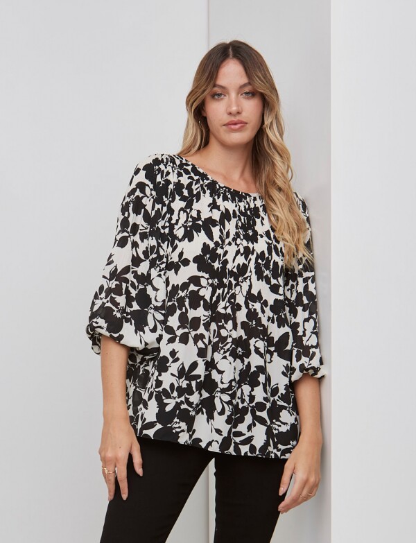 Blusa Plisada NEGRO/CRUDO