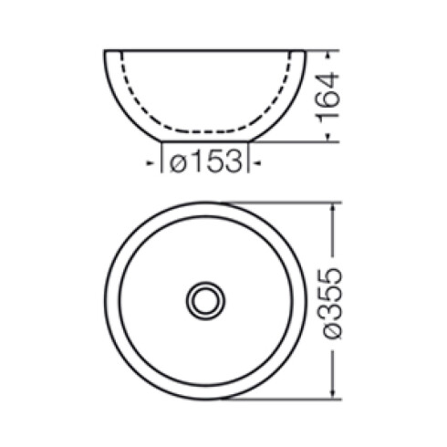 Bacha Circular De Loza Blanca Para Apoyar 35.5 Diá X 16.4 000