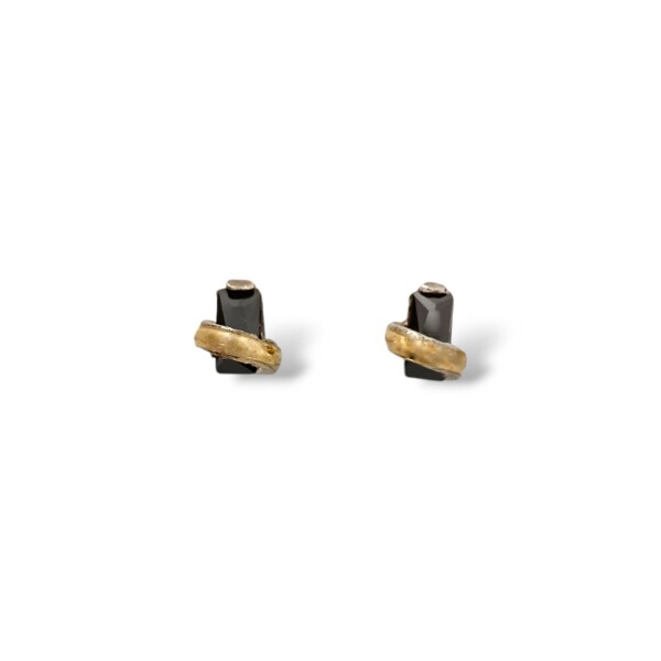 Caravanas Vintage Onix-Plata y oro-Onix-CA5078 conpiedra