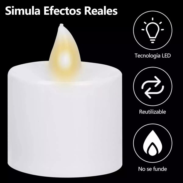 Velas Velitas Luz Led Pila Pack 24 Unidades Decorativo Velas Luz Led Pila Pack X24 Decoracion Souvenir Fiesta 3,5