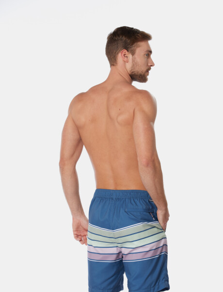 SHORT DE BAÑO RAYADO Azul