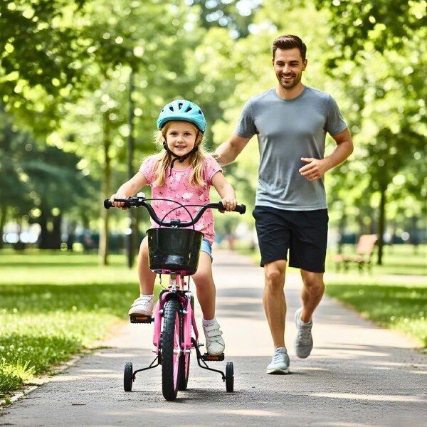 Bicicleta Infantil Sport Rod 12 Canasto Rueditas Guardabarros Rosa 2