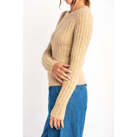 Sweater Grueso Acanalado Arena