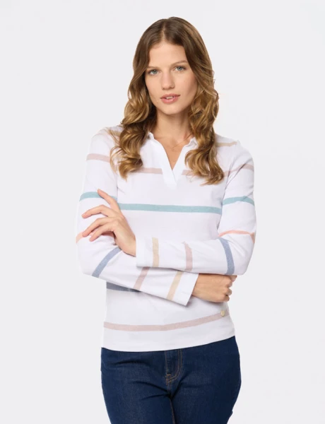 REMERA POLO RAYADA Blanco