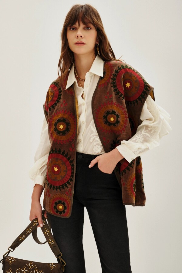 Chaleco Dupatta Marron