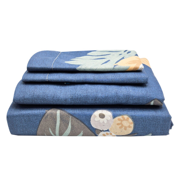 Juego de Sabanas 2 Plazas Suaves Estampado Calidad Frescas Color Variante Azul Oscuro