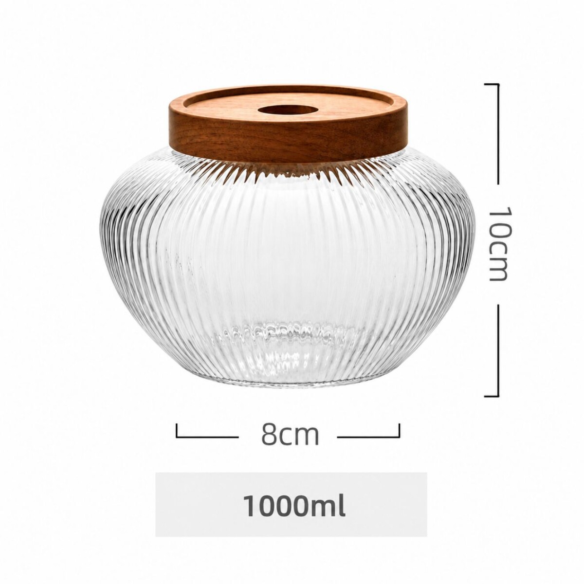 Frasco Organizador de Vidrio con Tapa de Madera 1000ml 