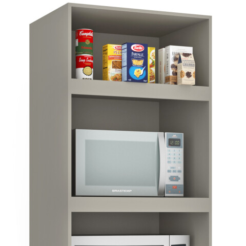 Mueble Alacena Multiusos de Cocina Bajo Mesada con Módulos para Microondas en MDP - Madera - Línea Melilla - Cinza Mueble Alacena Multiusos de Cocina Bajo Mesada con Módulos para Microondas en MDP - Madera - Línea Melilla - Cinza