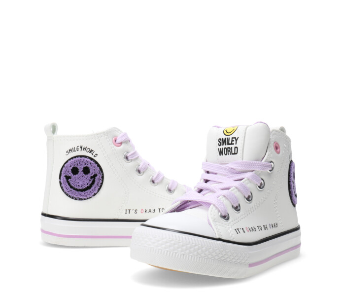 Deportivo SMILEY tipo bota con aplique y estampa White