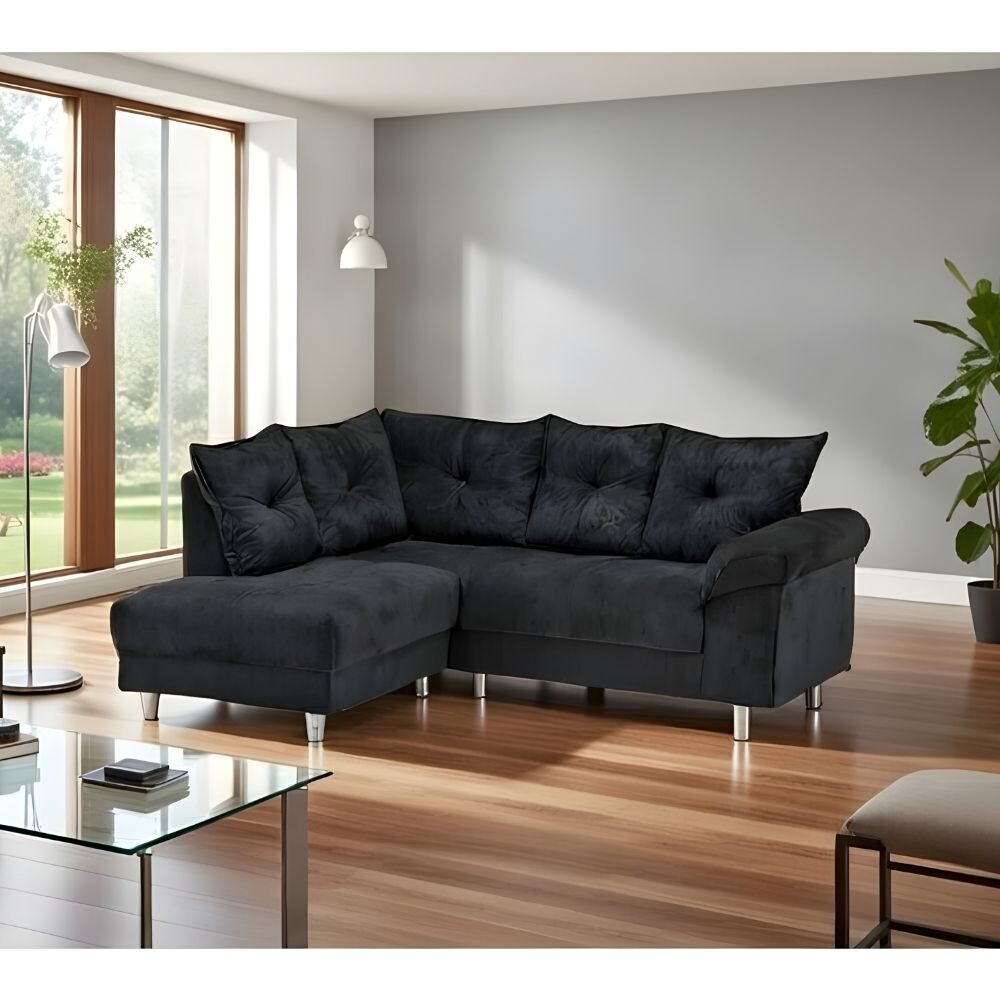 SOFÁ SILLÓN ESQUINERO RINCONERO CON CHAISE Negro