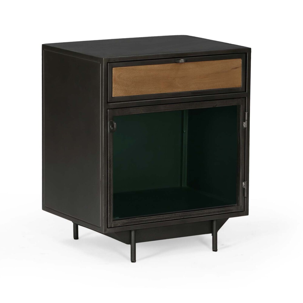 MESA DE LUZ 1C METAL-Y-MADERA MARRON HAGNES