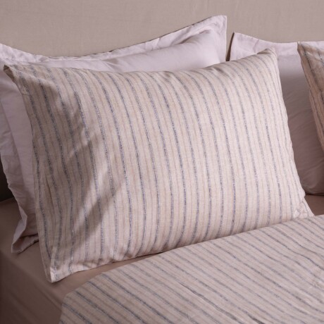 JUEGO SÁBANAS 2 PLAZAS ALGODON-Y-POLIESTER NATURAL-BEIGE STRIPE BEIGE