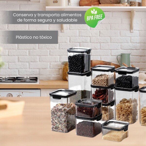 Juego de 6 Recipientes Herméticos Apilables Tarros Frascos Contenedores Apto Alimentos Juego de 6 Recipientes Herméticos Apilables Tarros Frascos Contenedores Apto Alimentos