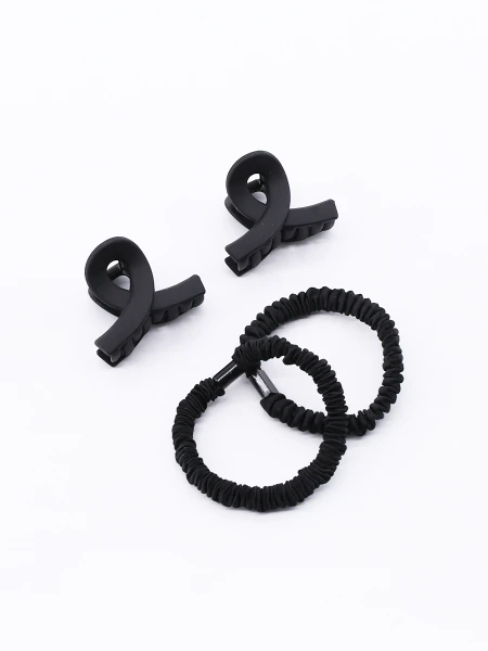 BROCHES Y COLEROS PACK X 4 NEGRO