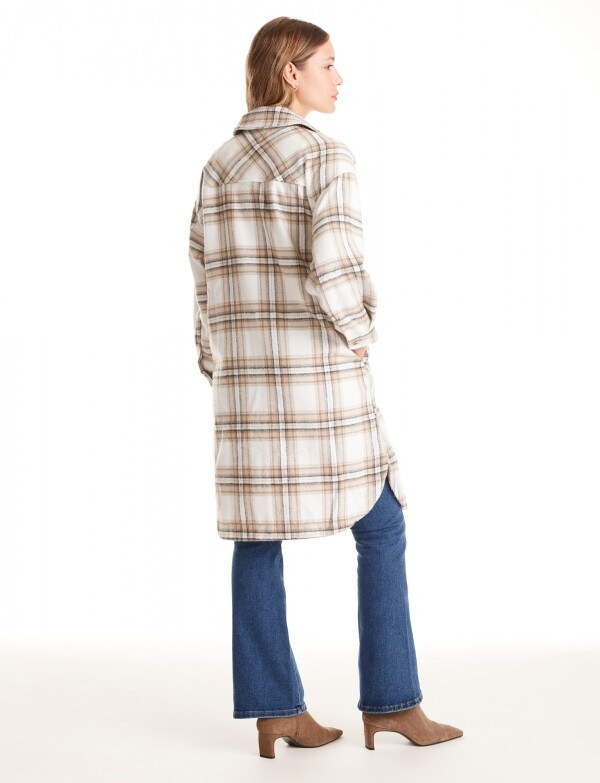 Sobrecamisa Larga Cuadros MULTI/BEIGE
