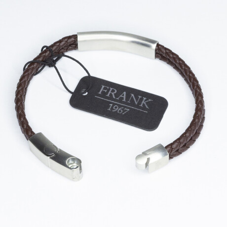 Pulsera de cuero y acero, FRANK. Pulsera de cuero y acero, FRANK.